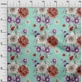thumbnail image 2 of oneOone Georgette Viscose Aquamarine Fabric Leaves|Lotus & Rose Floral Sewing Craft Projects Fabric Prints By Yard 42 Inch Wide, 2 of 4