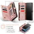 thumbnail image 4 of CaseMe Leather Case for Samsung Galaxy A12 5G,2 in 1 Detachable Wallet Case with 8-Card Holder Zipper Bills Slot,Magnetic Shockproof Flip Leather Cover Zipper Pocket Phone Cases,Pink, 4 of 8
