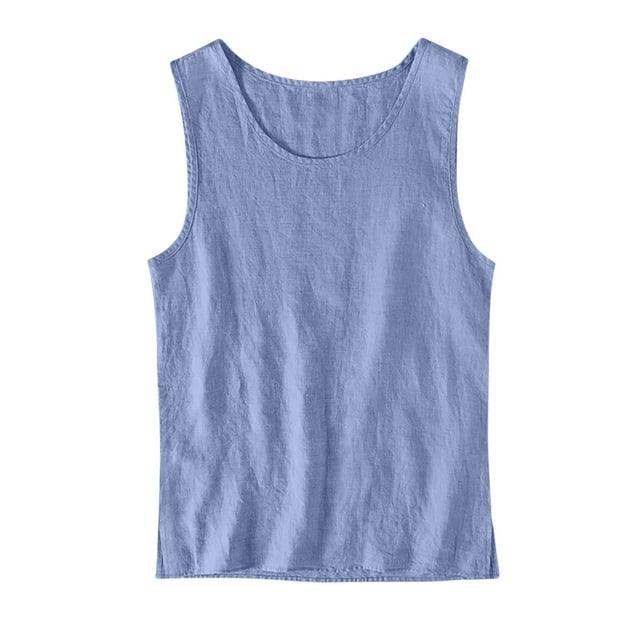 LSLJS Camisole en Lin Respirante à Coupe Fine, Surdimensionnée, Ample, Sans Manches, Col Rond, Débardeur en Lin, Débardeurs pour Femmes