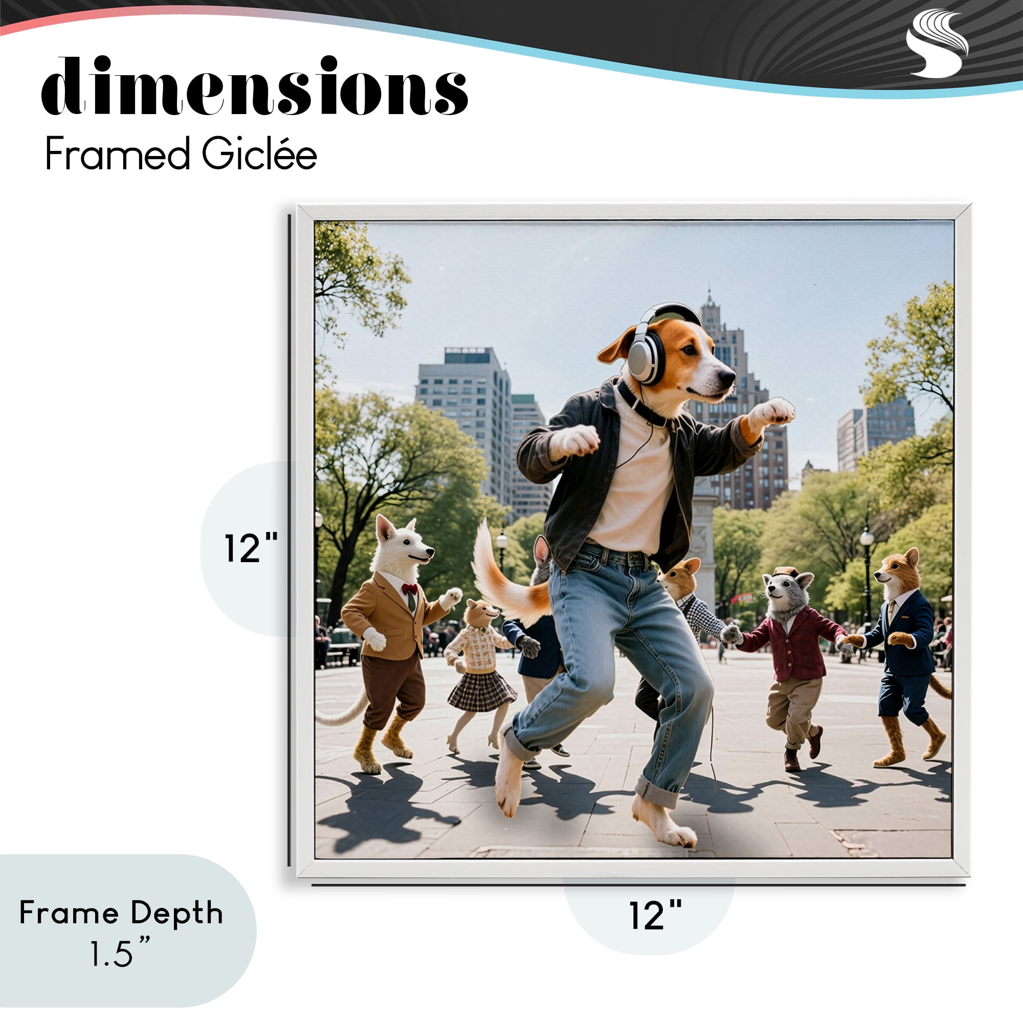 Stupell Industries Stylish Dog Dancing in Park White Framed Giclee Art, design by CAD Designs