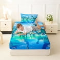 thumbnail image 4 of Feelyou Lake Watercolor Long Neck Dinosaurs Twin Sheet Sets for Boys Girls, Prehistoric Wildlife Bedding, Blue, 3-Piece, 4 of 5