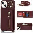 thumbnail image 6 of iPhone 14 Plus Case for Women with Card Holder, iPhone 14 Plus Phone Case Wallet with Strap,Crossbody Lanyard Cases with Credit Card Slots Kickstand with Ring Holder Stand Case,6.7",Burgundy, 6 of 13