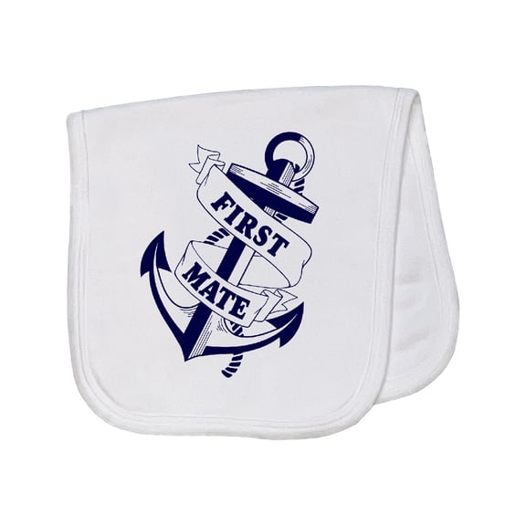Inktastic First Mate with Anchor and Banner Baby Burp Cloth