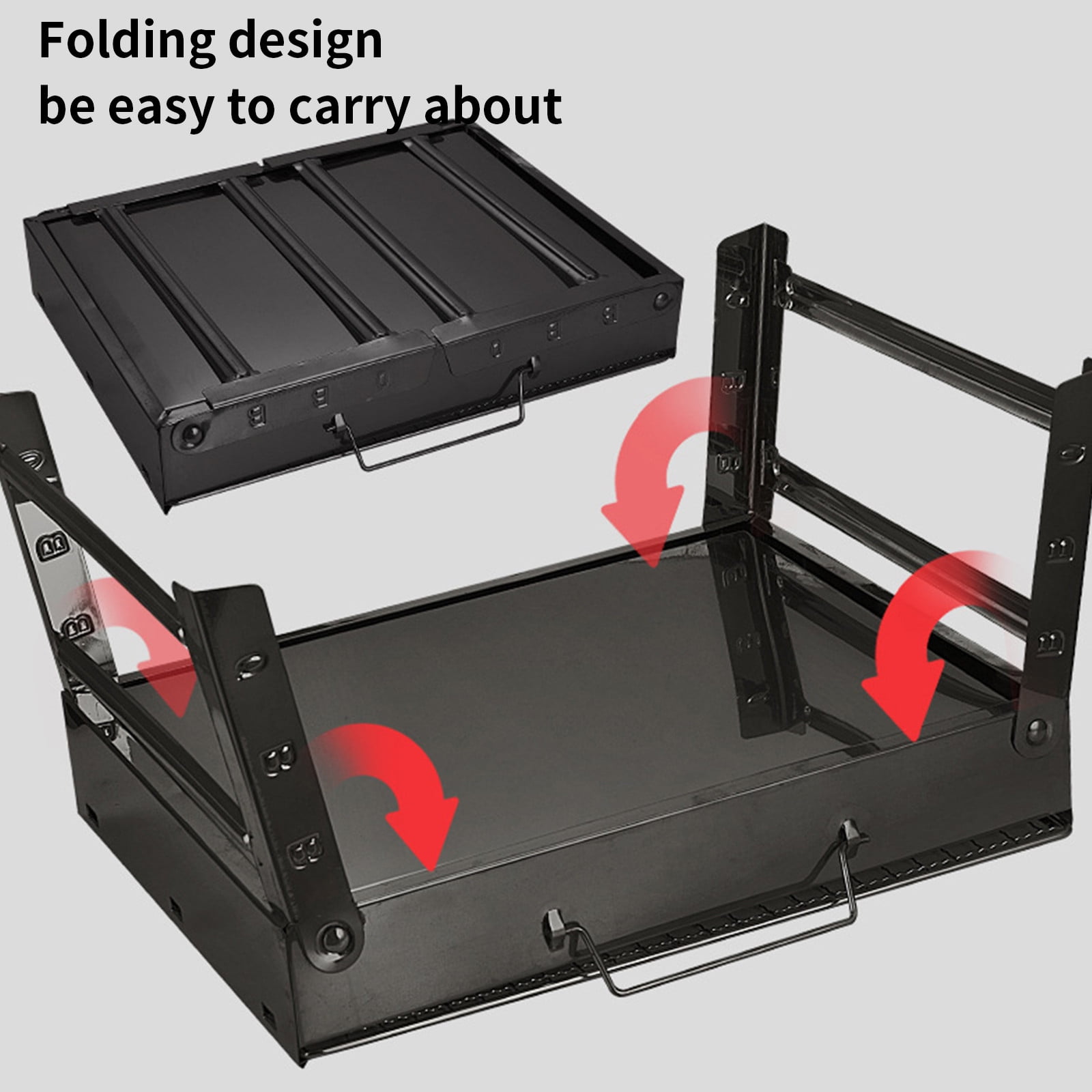 Folding Portable Barbecue Charcoal Grill, Barbecue Desk Tabletop Outdoor Stainless Steel Smoker BBQ for Outdoor Cooking Camping Picnics Beach