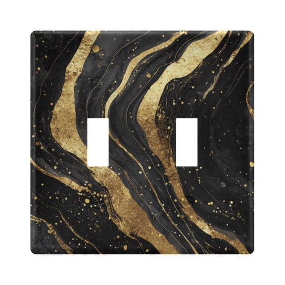 Light Switch Cover Black and Gold Abstract Plates Faceplate Decorative Switch Plate for Bedroom Home Decor