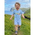 thumbnail image 6 of BemeyourBBs Toddler Baby Boy Summer Clothes Infant Baby Boys Summer Beach Holiday Outfit Shorts Sets Short Sleeve Castle Embroidery T -Shirt Tops and Plaid Plaid Pockets Shorts Set, 6 of 9