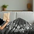 thumbnail image 3 of Queen Soft Flannel Fleece Blanket, Victorian Antique Circular Flora with Crown Vintage Grunge Rusted Royal, Cozy Plush for Indoor and Outdoor Use, 70" x 90", White and Charcoal Grey, by Ambesonne, 3 of 5