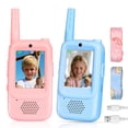 thumbnail image 1 of Walkie Talkies, vídeo genérico recargable para niños, paquete de 2 unidades, azul/rosa, 1 of 8