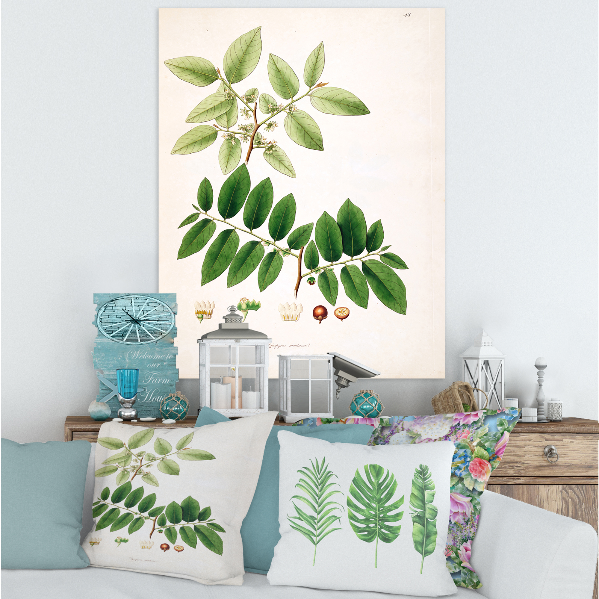 Designart ' Ancient Botanicals XIV ' Farmhouse Canvas Wall Art Print
