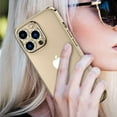 thumbnail image 2 of 1 Set of Bling Diamond Camera Lens Protector for iPhone 15 Pro, HD Clear Tempered Glass Metal Camera Lens Protection Cover, Case Friendly, Scratch Proof for iPhone 15 Pro, Gold, 2 of 5