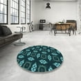 thumbnail image 4 of Ahgly Company Machine Washable Indoor Square Transitional Deep Teal Green Area Rugs, 4' Square, 4 of 7