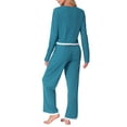 thumbnail image 3 of INSPIRE CHIC Women's Pajama Sets Long Sleeve Crewneck Elastic Waistband Lounge Sets with Pockets L Blue, 3 of 6