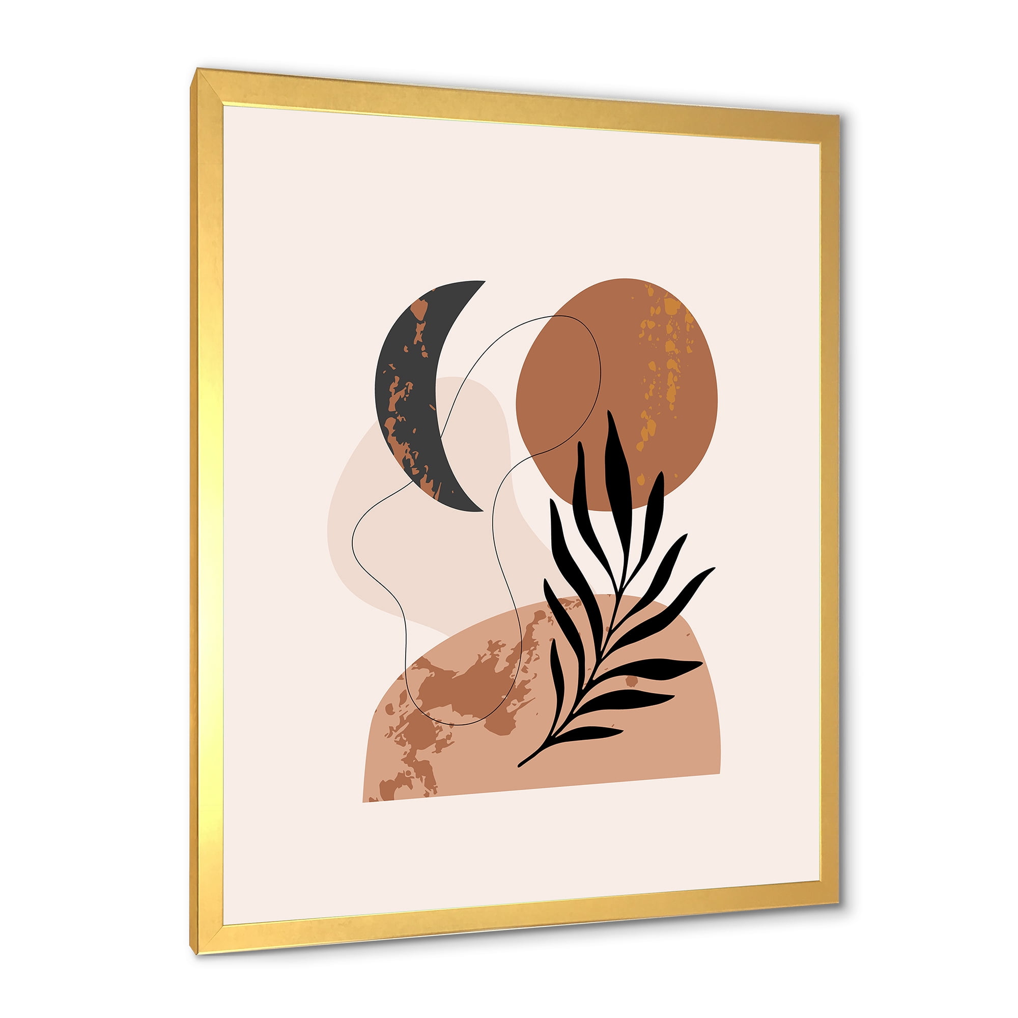 Designart 'Sun and Moon Shapes In Retro Terracotta Tones I' Modern Framed Art Print
