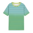 thumbnail image 3 of yillto Striped Shirts for Womens Oversized Short Sleeve Crewneck Baggy Top Summer Casual Blouse Basic Tee, 3 of 3