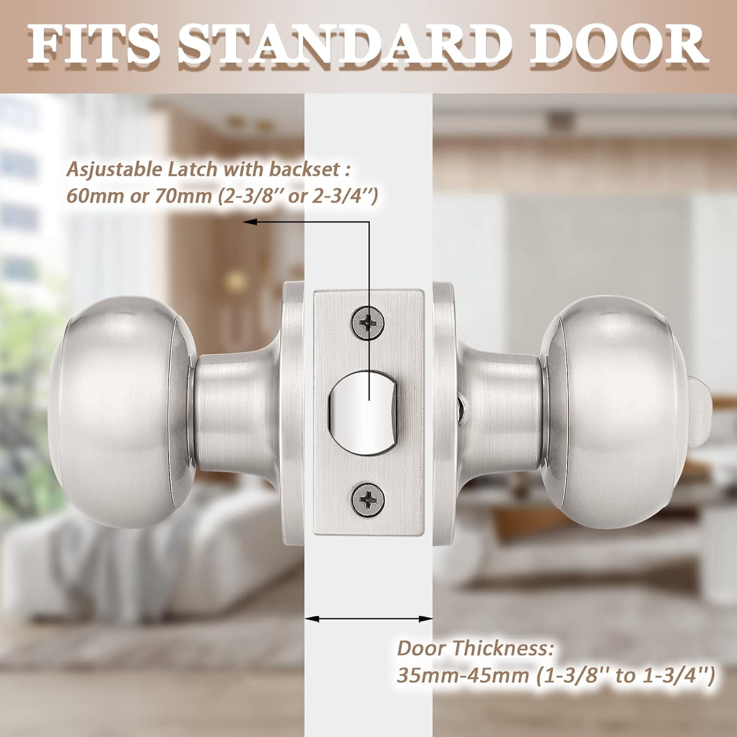 Privacy Door Knobs Lock Interior Bedroom Bathroom Door Handle Antique Brass Round Ball Keyless Lockset 3 Pack