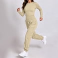 thumbnail image 6 of Tqcoqu Women's Solid 2 Piece Tracksuit,Crew Neck Long Sleeve Top & High Waist Drawstring Jogger Pants,Casual Loungewear Athletic Outfit Set for Women,Khaki Women's S-XXXL, 6 of 9