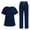 02-Dark Blue, variant on Medical Scrubs,Women's Scrub for Women V-Neck Top & Cargo Pants, Comfortable Scrub Set Stretch Fabric - Wine - L
