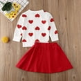 thumbnail image 4 of Musuos Baby Girls Autumn Clothes Set 1-6T Long Sleeve Heart Print O-neck Tops+Solid Color Skirt Kids 2Pcs Valentine's Day Outfits, 4 of 8