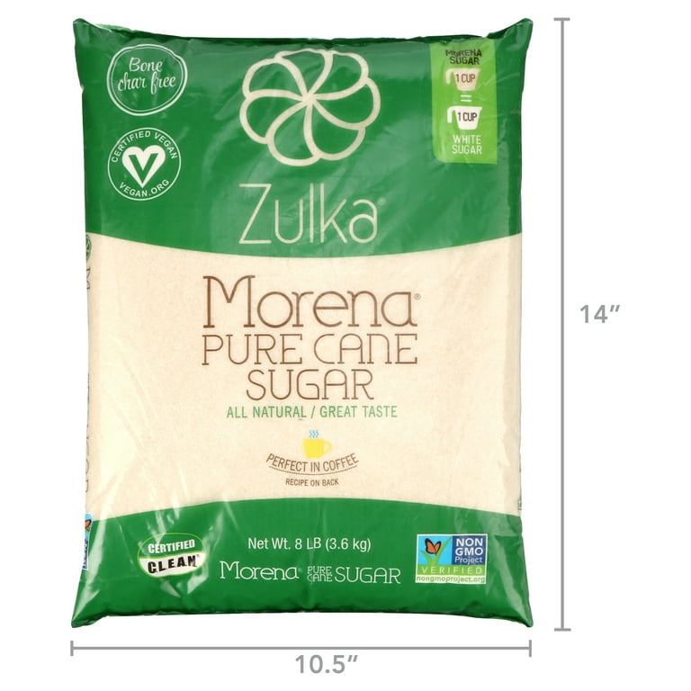 Zulka Pure Cane Sugar, 8 lb, Vegan & Plant Based and Non GMO