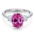 thumbnail image 3 of Gem Stone King 3.75 Ct Oval Pink Created Sapphire 925 Sterling Silver Ring, 3 of 6
