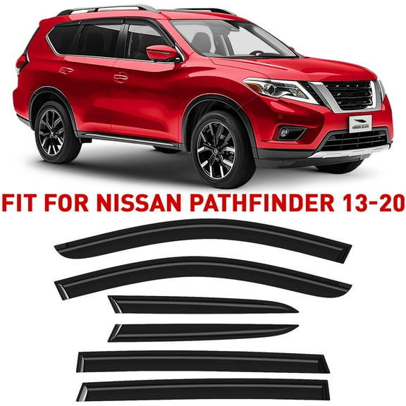 Voron Glass Tape-on Extra Durable Rain Guards for Nissan Pathfinder 2013-2020, Window Deflectors, Vent Window Visors, 6 Pieces - 100492