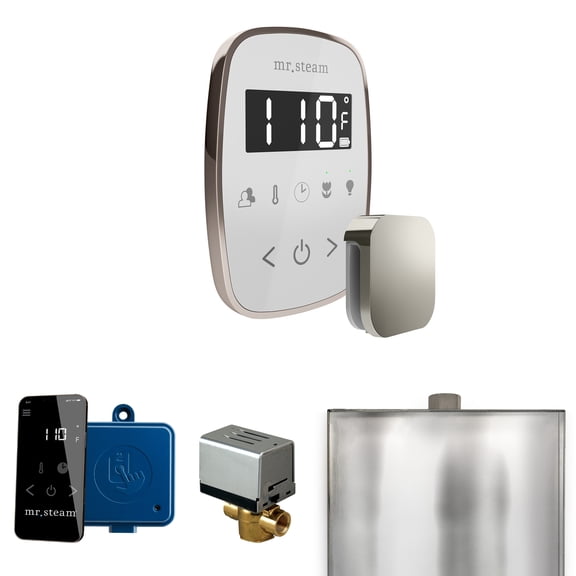 Mr Steam ButlerFlex Steam Shower Ctrl Pkg w/TempoFlex Control and Steamhead in White Polished Nickel