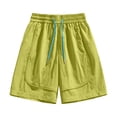 thumbnail image 6 of Womens Quick Dry Shorts High Waist Stretchy Straight Leg Bermuda Shorts with Pockets Casual Summer Athletic Lounge Pants Green M, 6 of 6