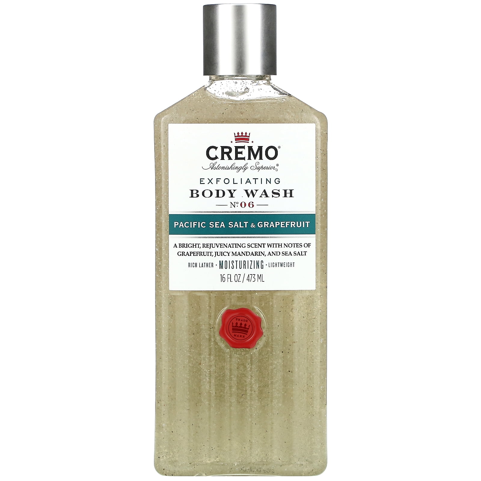 Exfoliating Body Wash, No. 06, Pacific Sea Salt & Grapefruit, 16 fl oz (473 ml), Cremo