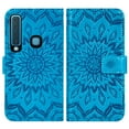thumbnail image 6 of Compatible with Samsung Galaxy A9 2018 Wallet Phone Case and Tempered Glass Screen Protector Flip Credit Card Holder Stand Mandala Flower Cell Cover for 9A Star Pro A9S A920 A920F Women Men Blue, 6 of 9