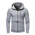 thumbnail image 3 of Sweaters Hooded Sweatshirt Mens Slim Fit Zip Up Hoodies Sweatshirt Lightweight Long Sleeve with Kanga Pocket, 3 of 6