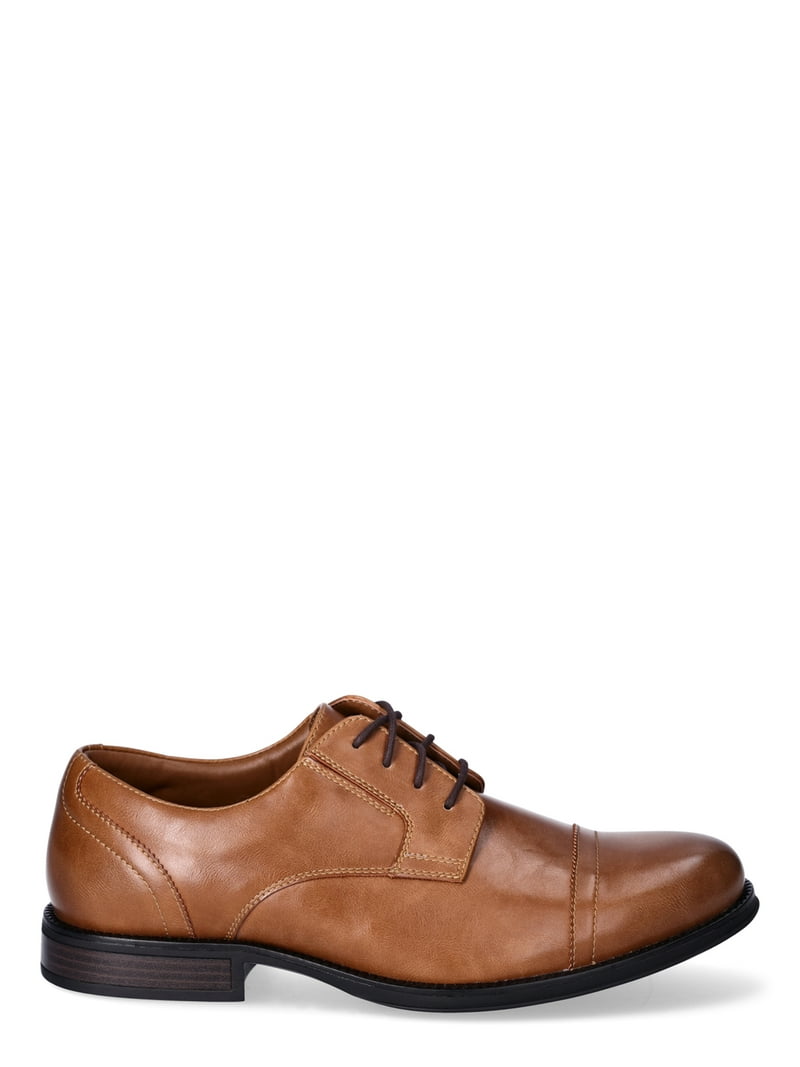 George Men's Wide Width Cap Toe Oxfords Faux Leather Lace-Up Shoes