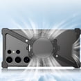 thumbnail image 2 of Dteck Z-Shape Metal Bumper Case For Samsung Galaxy S24 Ultra, Shockproof Slim Metal Bumper Frameless Case with Rotating Stand Lightweight, Gray, 2 of 6