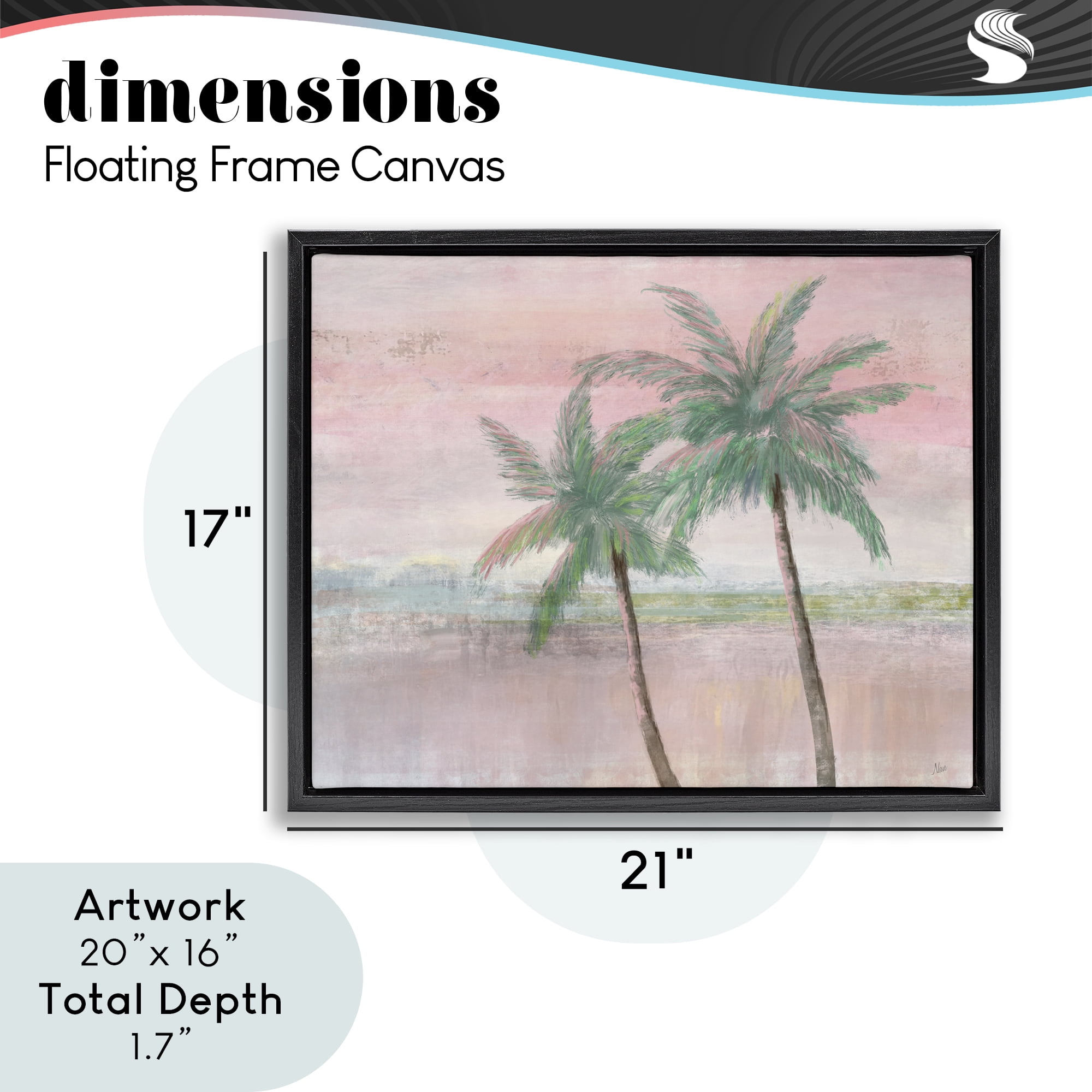 Stupell Industries Sunset Palms at Dusk Black Framed Floater Canvas Wall Art, design by Nan
