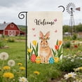 thumbnail image 2 of AZXY Easter Welcome Garden Flag 12x18 Inch, Double-Sided Linen Bunny with Easter Eggs Tulip Floral Print Waterproof Weather-Resistant Yard Flag for Spring Outdoor Garden Decorations, 2 of 7