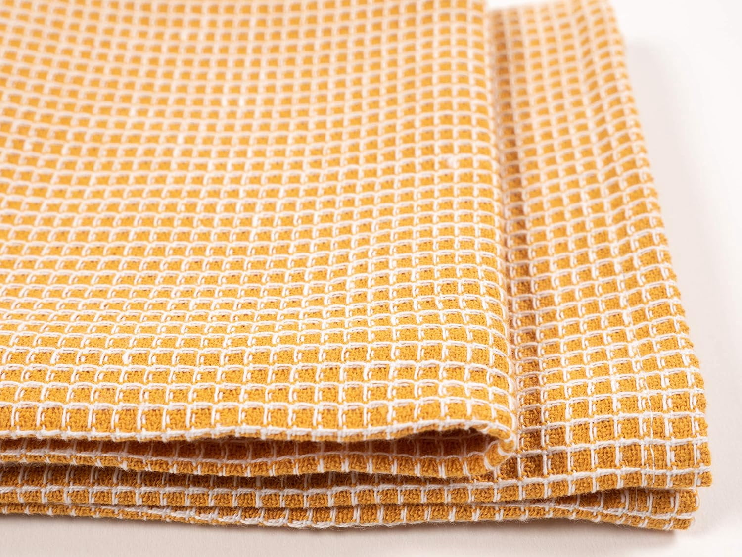 KAF Home Madison Cotton Kitchen Towels Set, Soft and Absorbent Dish Towels, 18” x 28”, Ochre, 4 Pack