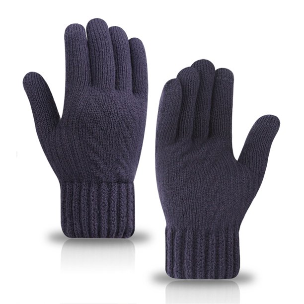 Guantes de invierno unisex para exteriores, cálidos, elásticos, gruesos, de punto, térmicos, para hombre