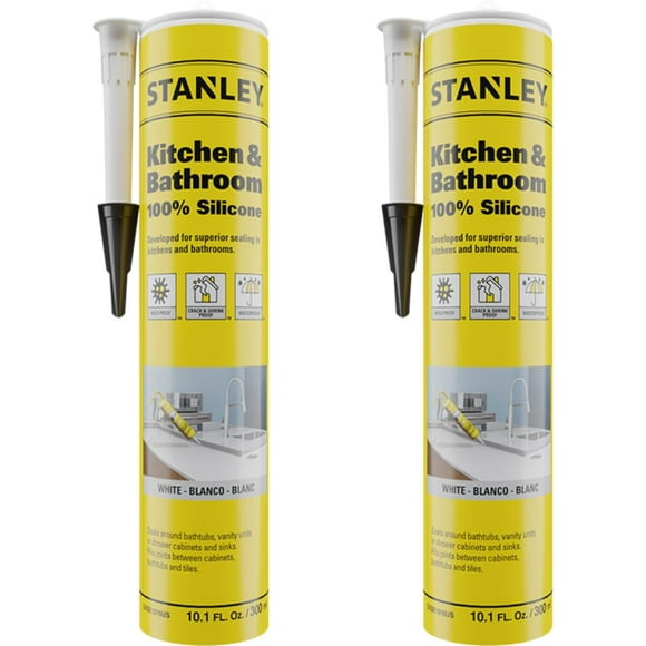 Sellador de silicona STANLEY para cocina y baño, 300 ml, 100% impermeable