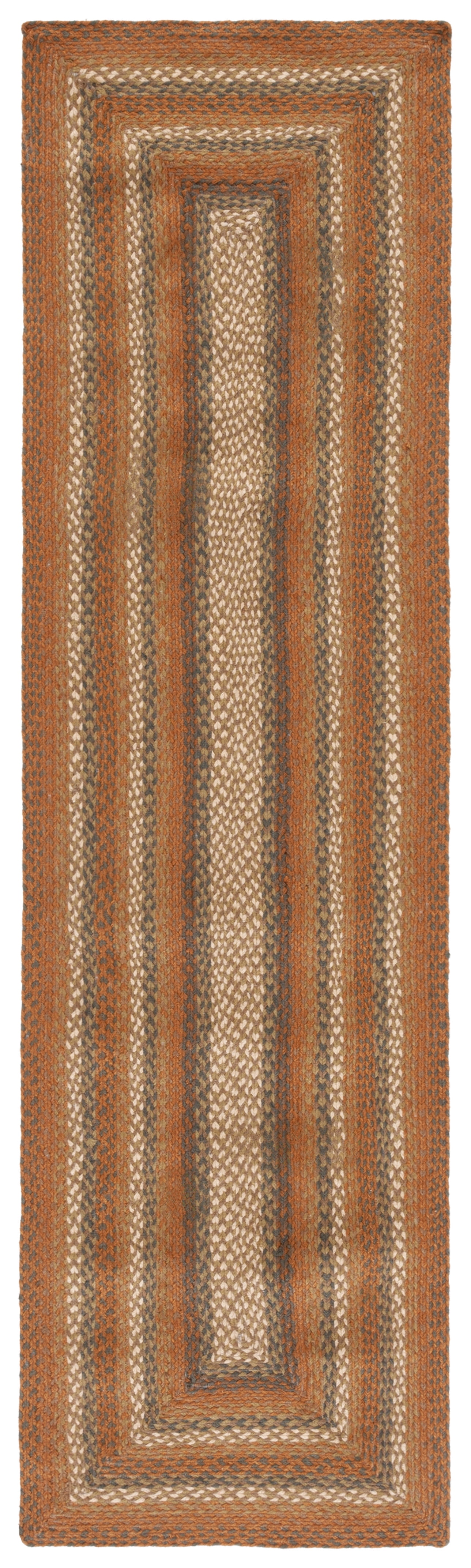 SAFAVIEH Braided Dorinda Bordered Reversible Runner Rug, Ivory/Green, 2'3" x 8'