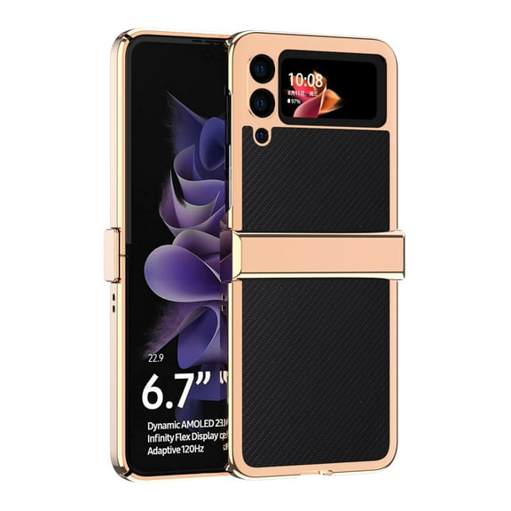 Galaxy Z Flip 3 Case 2021, Galaxy Z Flip 3 5G Case, Allytech Plating PC Frame Cover All-Inclusive Protective Folding Sleeve Case for Samsung Galaxy Z Flip 3 2021(5G), Black