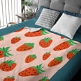 thumbnail image 3 of Pink Strawberry Flannel Blanket, All Season Soft Cozy Plush Bed Throw fit Bedroom Living Room Sofa Couch Bedding Office Cinema Farmhouse Beach Yoga Travel 30"x40" for Newborn Baby, 3 of 6