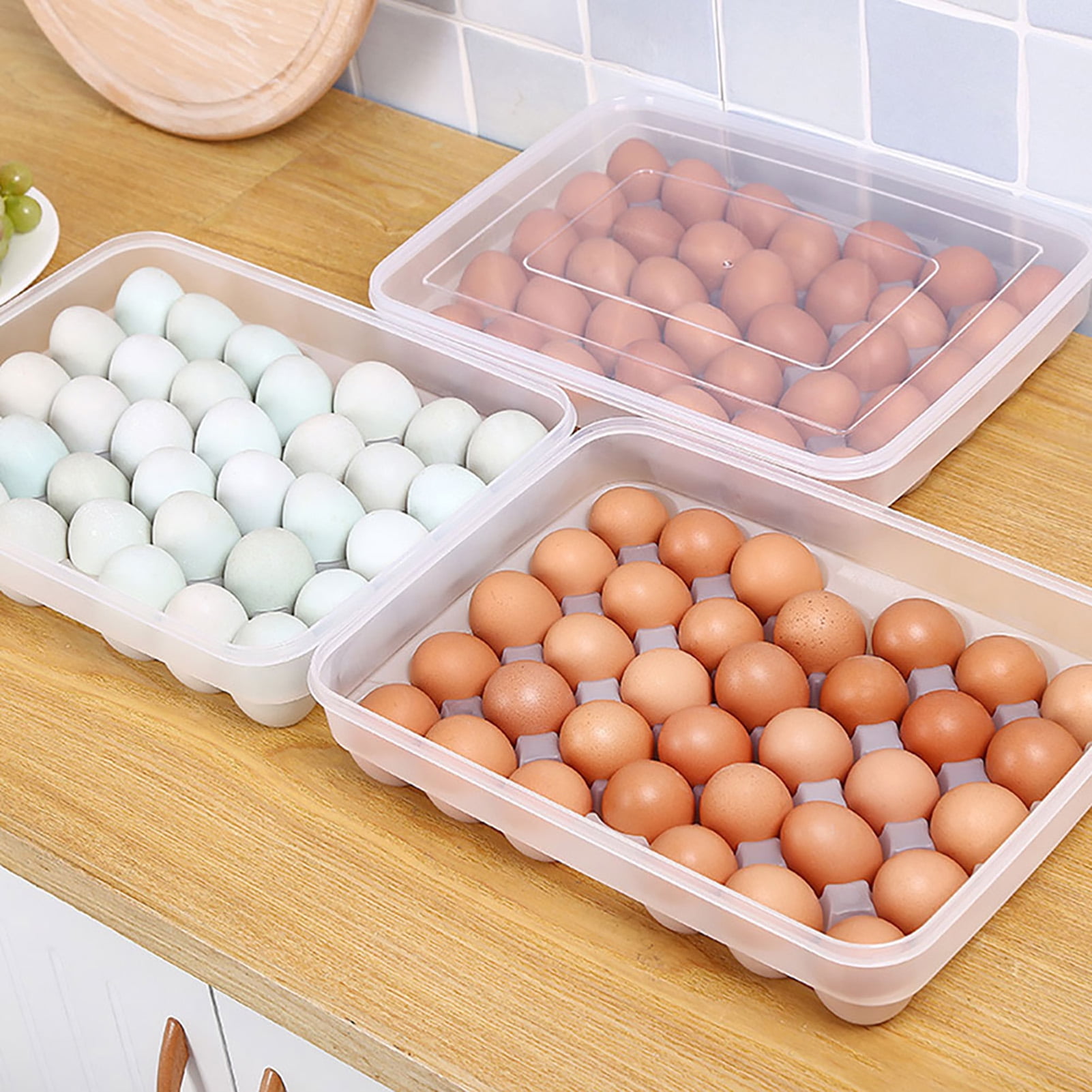 Hesroicy Egg Storage Box with Handle Transparent 3 Layers 30 Slots Egg Tray  Refrigerator Organizer Food Container Daily Use 