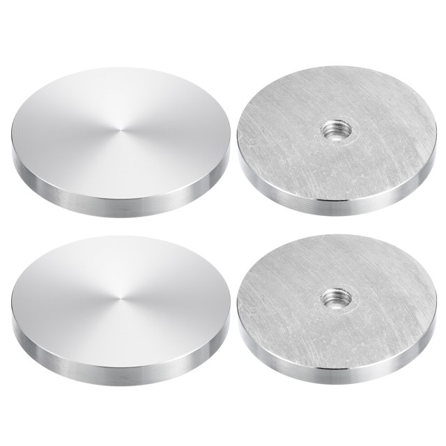 Unique Bargains M10 Thread 60mm Diameter Round Shape Aluminum Disc Hardware 4pack Aluminum Circle Disc Glass Top Adapter for Glass Table