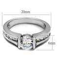 thumbnail image 2 of LO3744 - Rhodium Brass Ring with AAA Grade CZ in Clear, 2 of 2