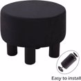 thumbnail image 4 of Round Linen Ottoman Foot Stool – Padded Footrest with Non-Skid Pine Legs, Soft Step Stool for Couch, Desk, Dorm, Office, Hallway Black, 4 of 5