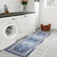thumbnail image 2 of ZACOO 2x6 Vintage Non Slip Kitchen Rug Washable Runner Rug Soft Stain Resistant Carpet for Bedroom Bathroom Laundry Hallway, Blue, 2 of 8