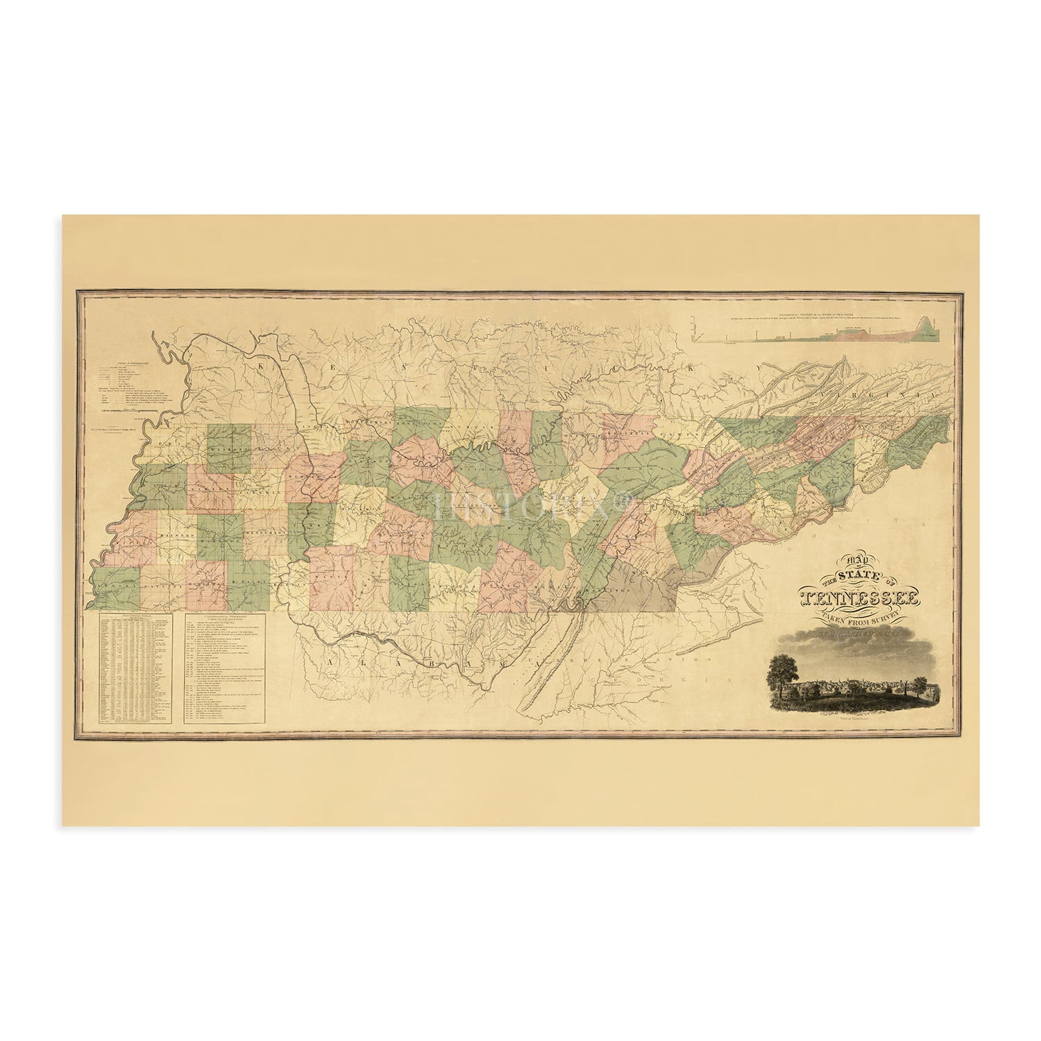 1832 Tennessee State Map - Vintage Map Wall Decor - Historical Map of  Tennessee - Tennessee Wall Art - State Maps Tennessee - Tennessee Map Art -  TN Map - Walmart.com
