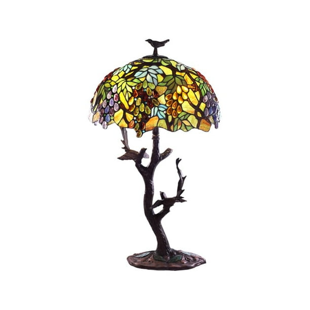 Tiffany-style Grapes/ Birds Mosaic Table Lamp - Walmart.com - Walmart.com