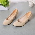 thumbnail image 4 of Dakaela Women's Dress Pump Shoes Comfortable Block Low Heels Round Toe Business Slip on Shoe Beige 7, 4 of 6