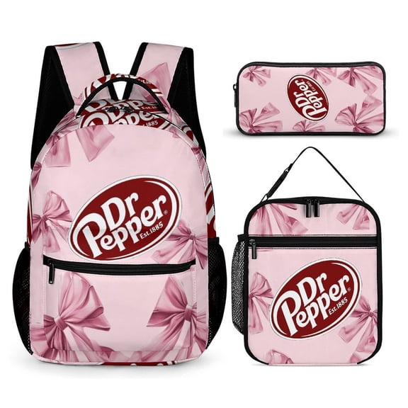 Dr.Pepper Three-Piece Backpack Set: Includes A High-Quality Backpack Lunch Bag And Pencil Case One size