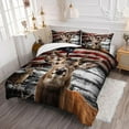 Kids Comforter Set American Flag Deer Printed Pattern Bedding Set with